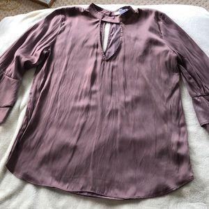 Blush, bell sleeved, collar long sleeve blouse